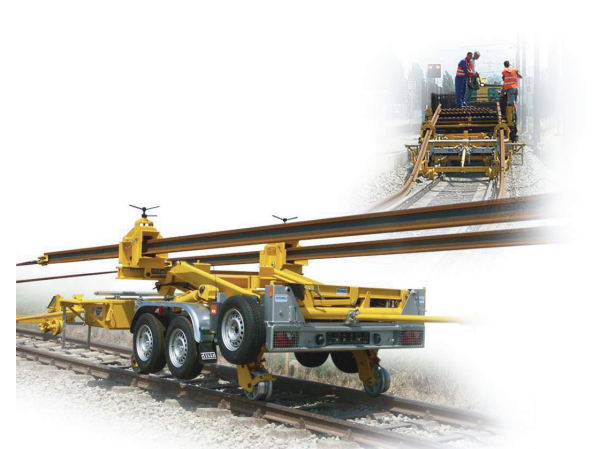 ПРИЦЕП НА КОМБИНИРОВАННОМ ХОДУ ДЛЯ ВЫГРУЗКИ РЕЛЬСОВЫХ ПЛЕТЕЙ 